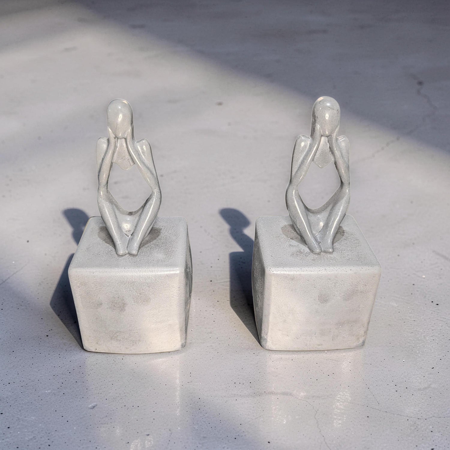 Abstract Concrete Bookends | Heavy Duty Modern Book Ends | Minimalist Bookshelf Decor | Industrial Chic Home Decor