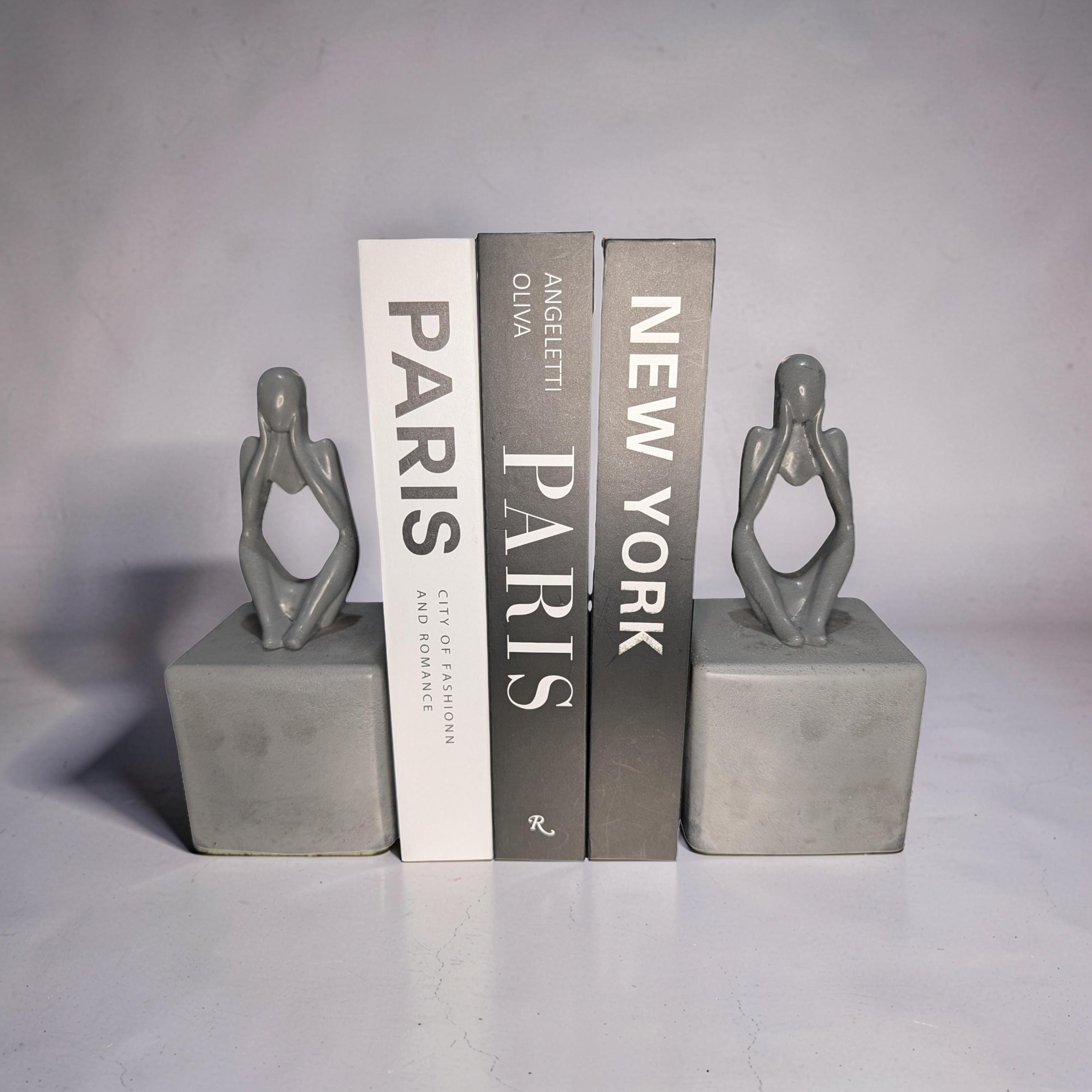 Abstract Concrete Bookends | Heavy Duty Modern Book Ends | Minimalist Bookshelf Decor | Industrial Chic Home Decor