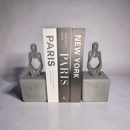 Abstract Concrete Bookends | Heavy Duty Modern Book Ends | Minimalist Bookshelf Decor | Industrial Chic Home Decor