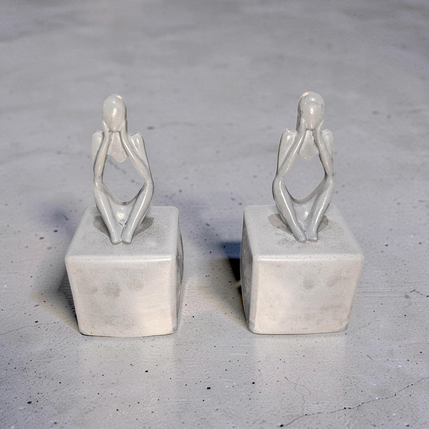 Abstract Concrete Bookends | Heavy Duty Modern Book Ends | Minimalist Bookshelf Decor | Industrial Chic Home Decor