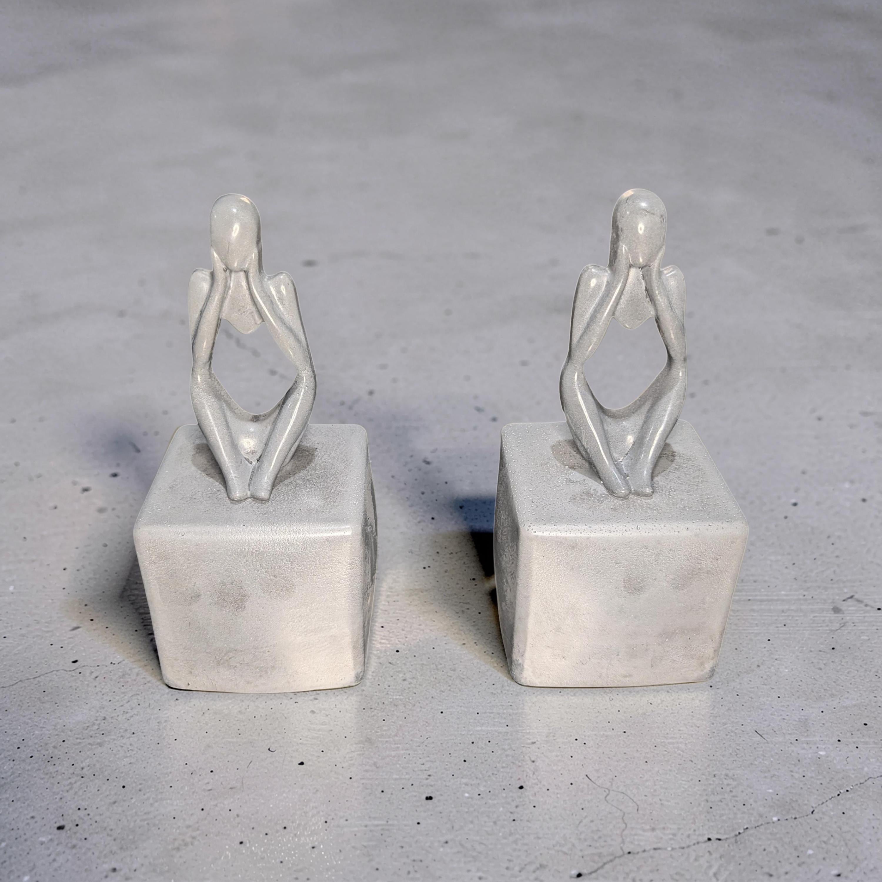 Abstract Concrete Bookends | Heavy Duty Modern Book Ends | Minimalist Bookshelf Decor | Industrial Chic Home Decor
