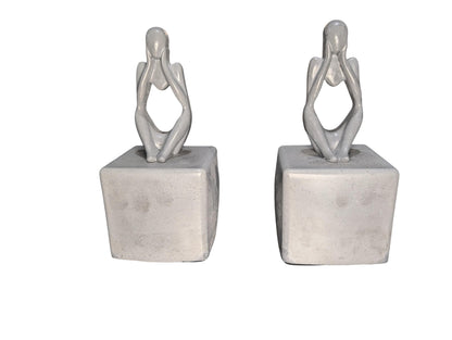 Abstract Concrete Bookends | Heavy Duty Modern Book Ends | Minimalist Bookshelf Decor | Industrial Chic Home Decor