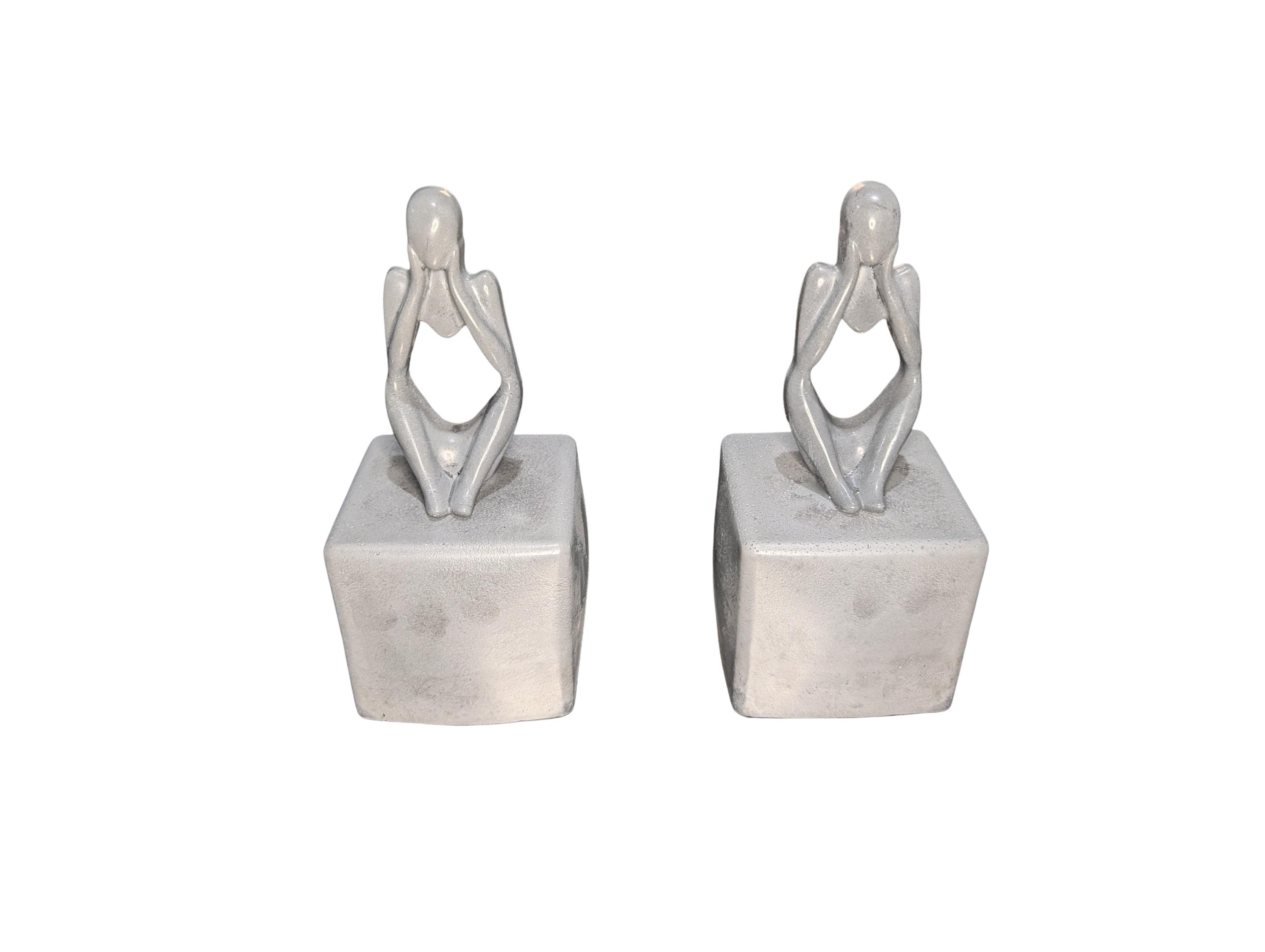 Abstract Concrete Bookends | Heavy Duty Modern Book Ends | Minimalist Bookshelf Decor | Industrial Chic Home Decor