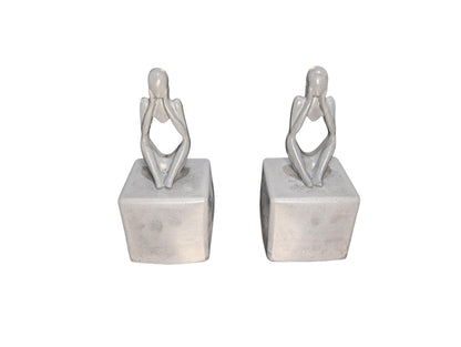 Abstract Concrete Bookends | Heavy Duty Modern Book Ends | Minimalist Bookshelf Decor | Industrial Chic Home Decor