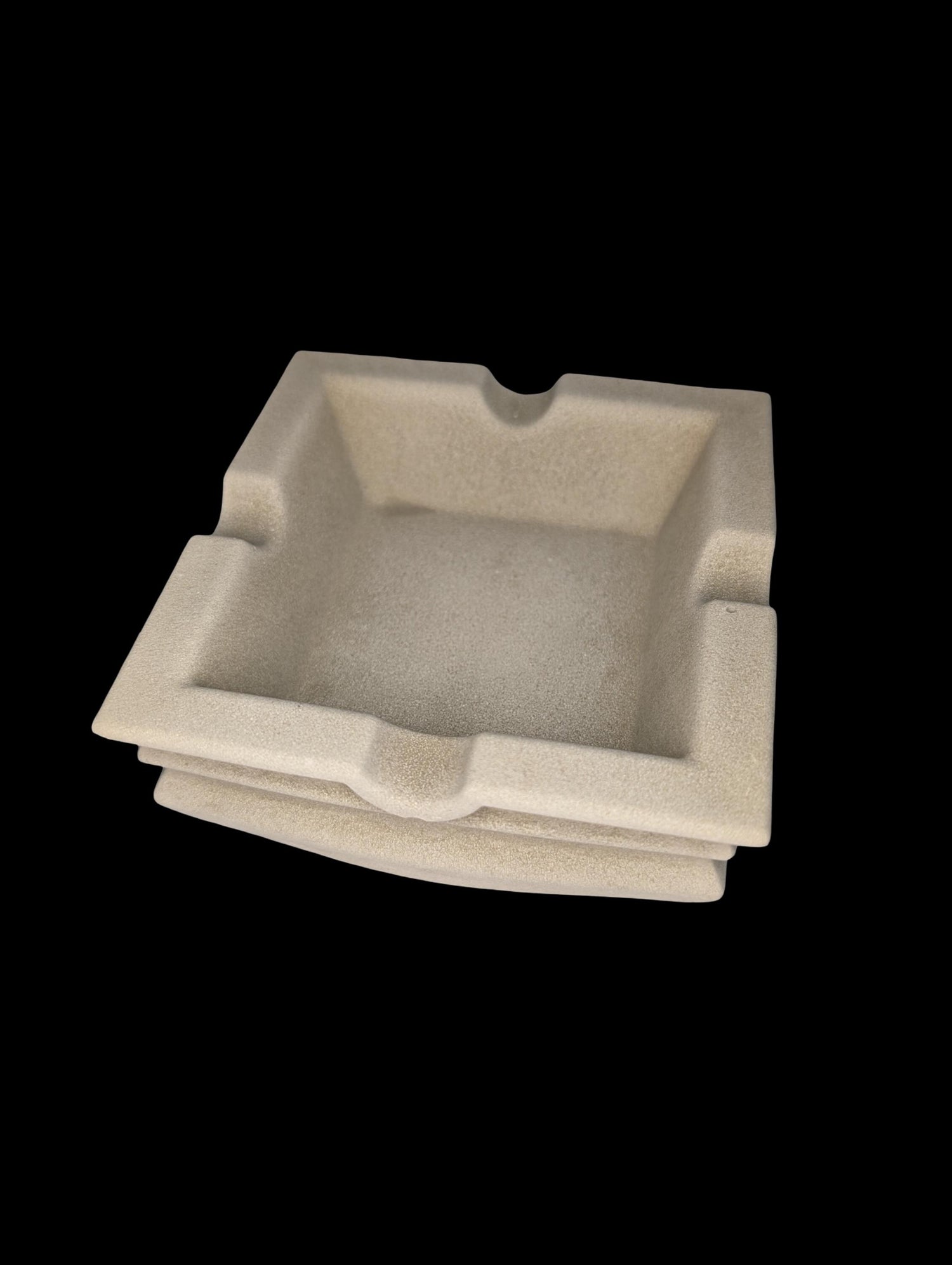 Square Concrete Cigar Ashtray | 4 Slot Cigar Rest | Large Outdoor Patio Ashtray | Modern Industrial Cement Holder | Heavy Duty Smoking Acces