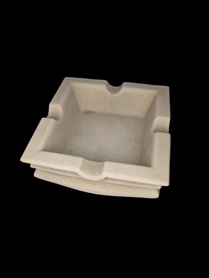 Square Concrete Cigar Ashtray | 4 Slot Cigar Rest | Large Outdoor Patio Ashtray | Modern Industrial Cement Holder | Heavy Duty Smoking Acces