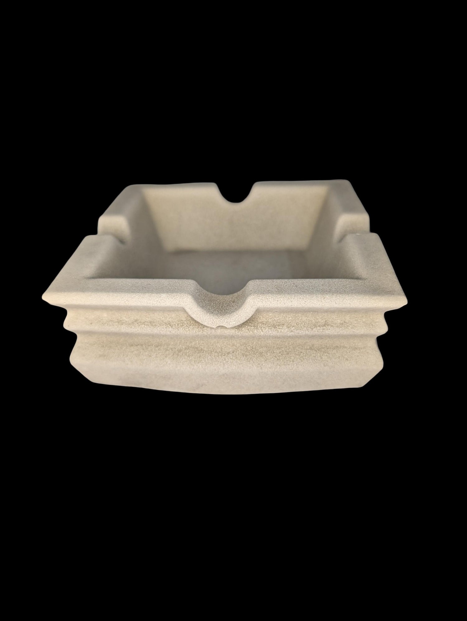 Square Concrete Cigar Ashtray | 4 Slot Cigar Rest | Large Outdoor Patio Ashtray | Modern Industrial Cement Holder | Heavy Duty Smoking Acces