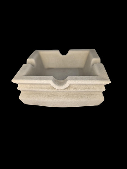Square Concrete Cigar Ashtray | 4 Slot Cigar Rest | Large Outdoor Patio Ashtray | Modern Industrial Cement Holder | Heavy Duty Smoking Acces