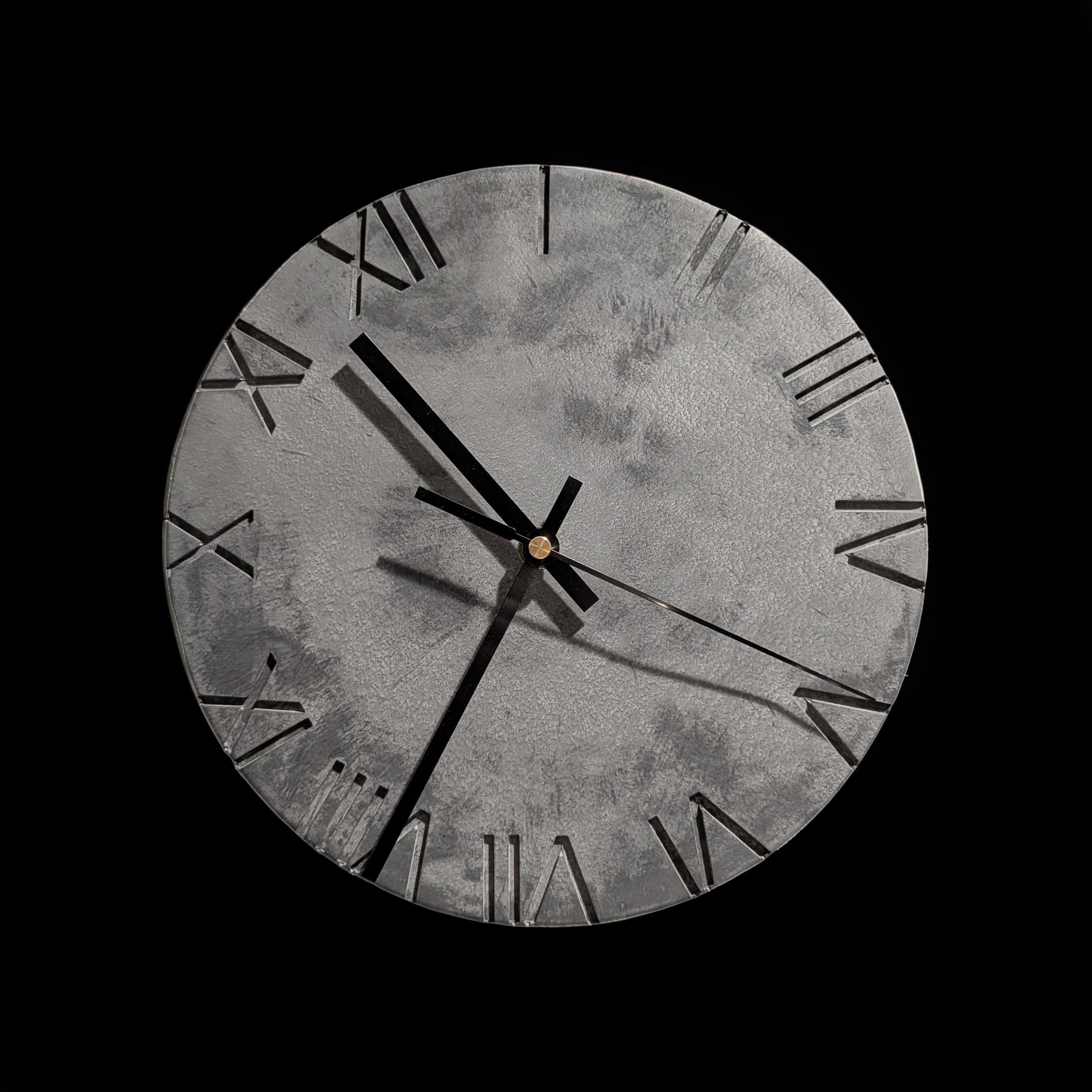Minimalist Concrete Wall Clock | 10&amp;quot; Industrial Roman Numeral Decor