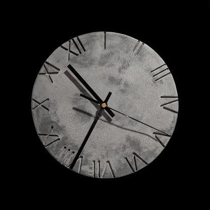 Minimalist Concrete Wall Clock | 10&amp;quot; Industrial Roman Numeral Decor