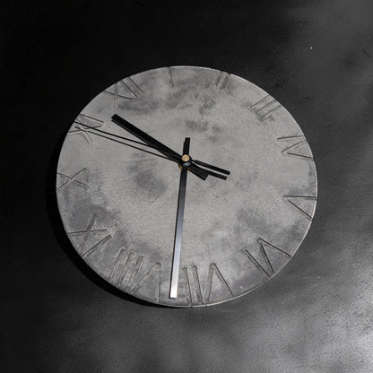 Minimalist Concrete Wall Clock | 10&amp;quot; Industrial Roman Numeral Decor