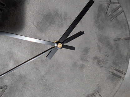Minimalist Concrete Wall Clock | 10&amp;quot; Industrial Roman Numeral Decor
