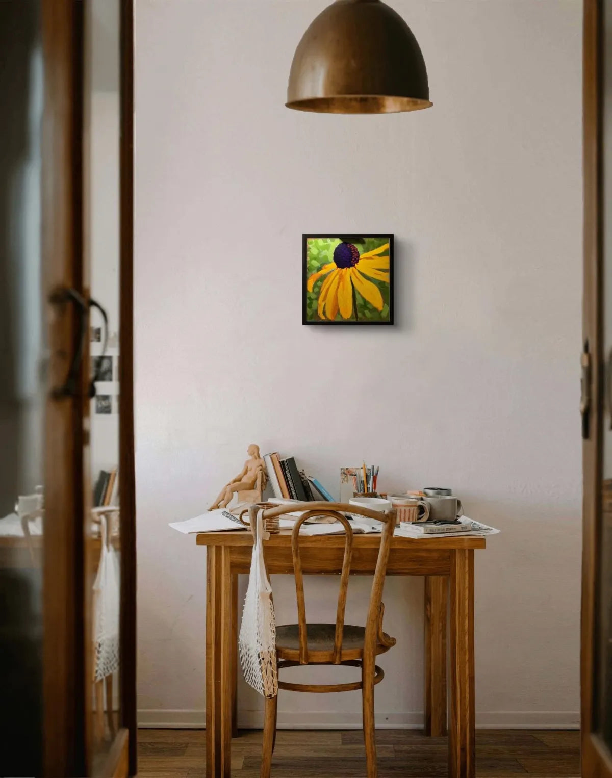 Black-eyed Susan acrylic painting 12x12 framed