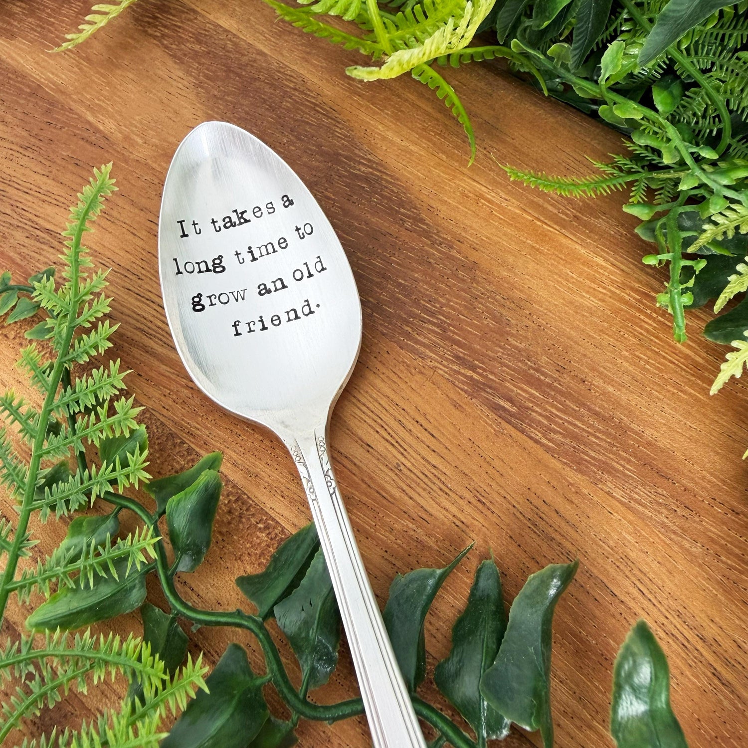 Vintage Stamped Spoon: Custom Silverplate Friend Gift