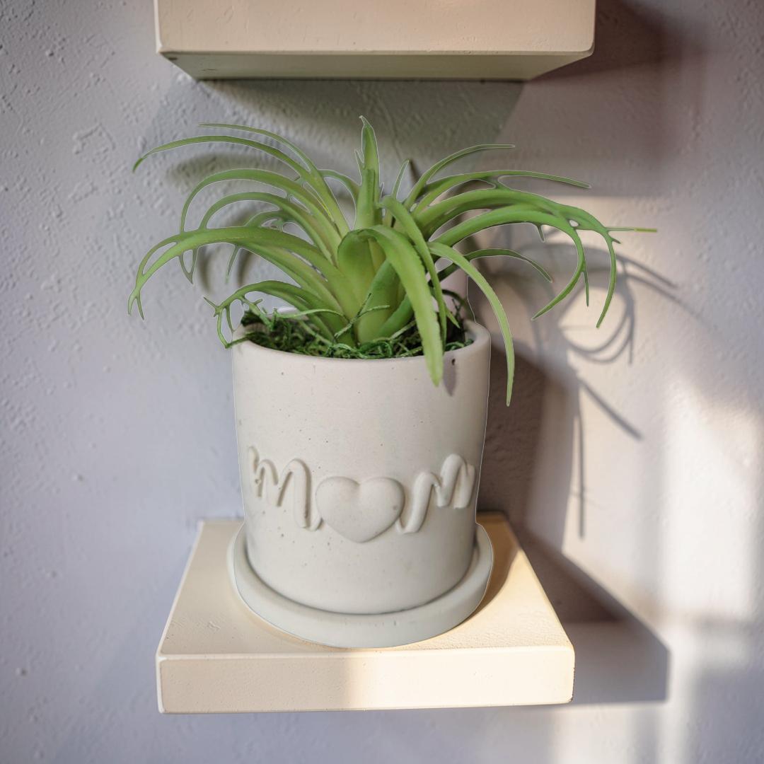 Concrete Mom Planter with Drainage Tray - Mother&amp;