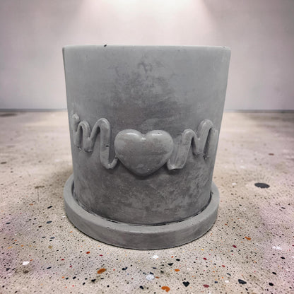 Concrete Mom Planter with Drainage Tray - Mother&amp;