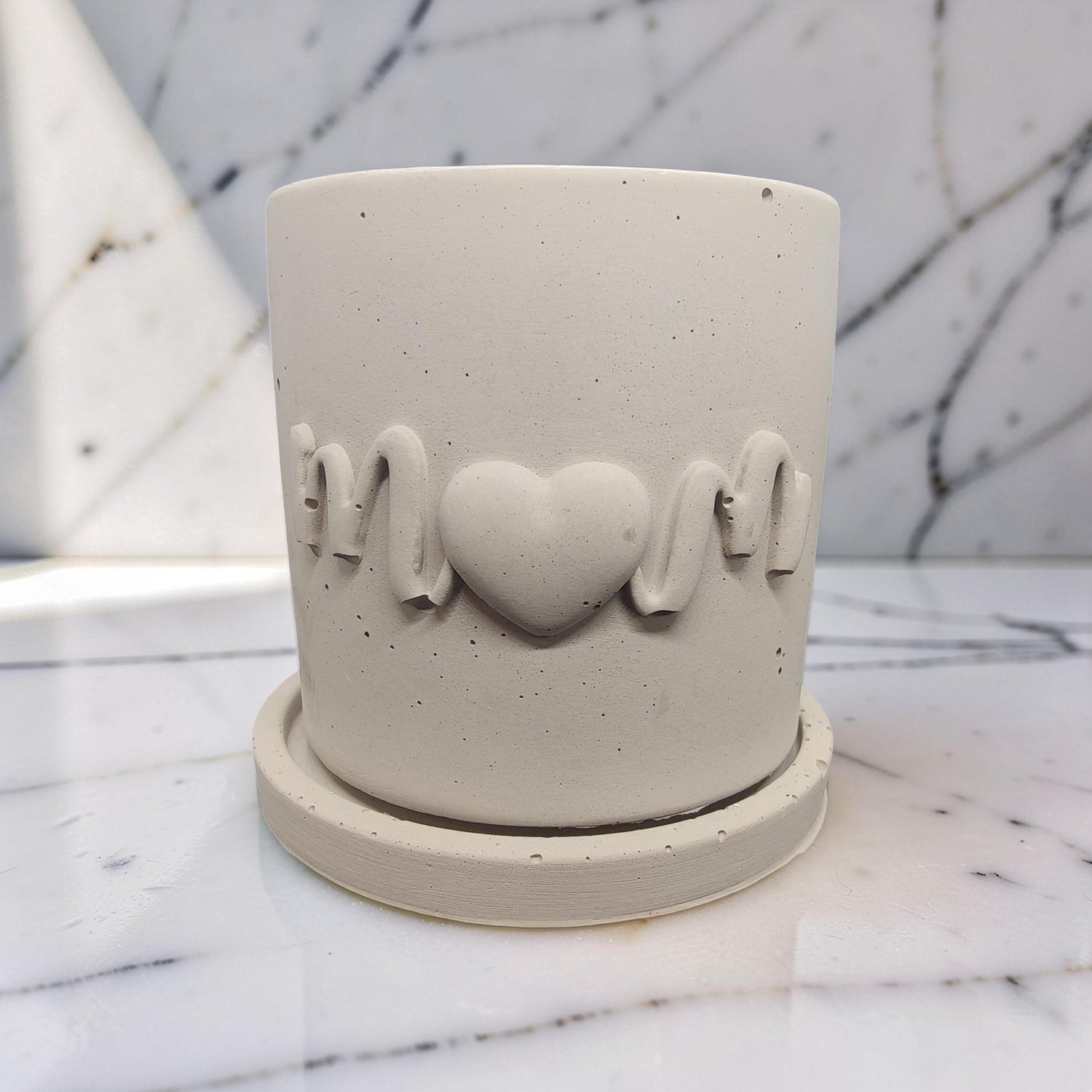 Concrete Mom Planter with Drainage Tray - Mother&amp;