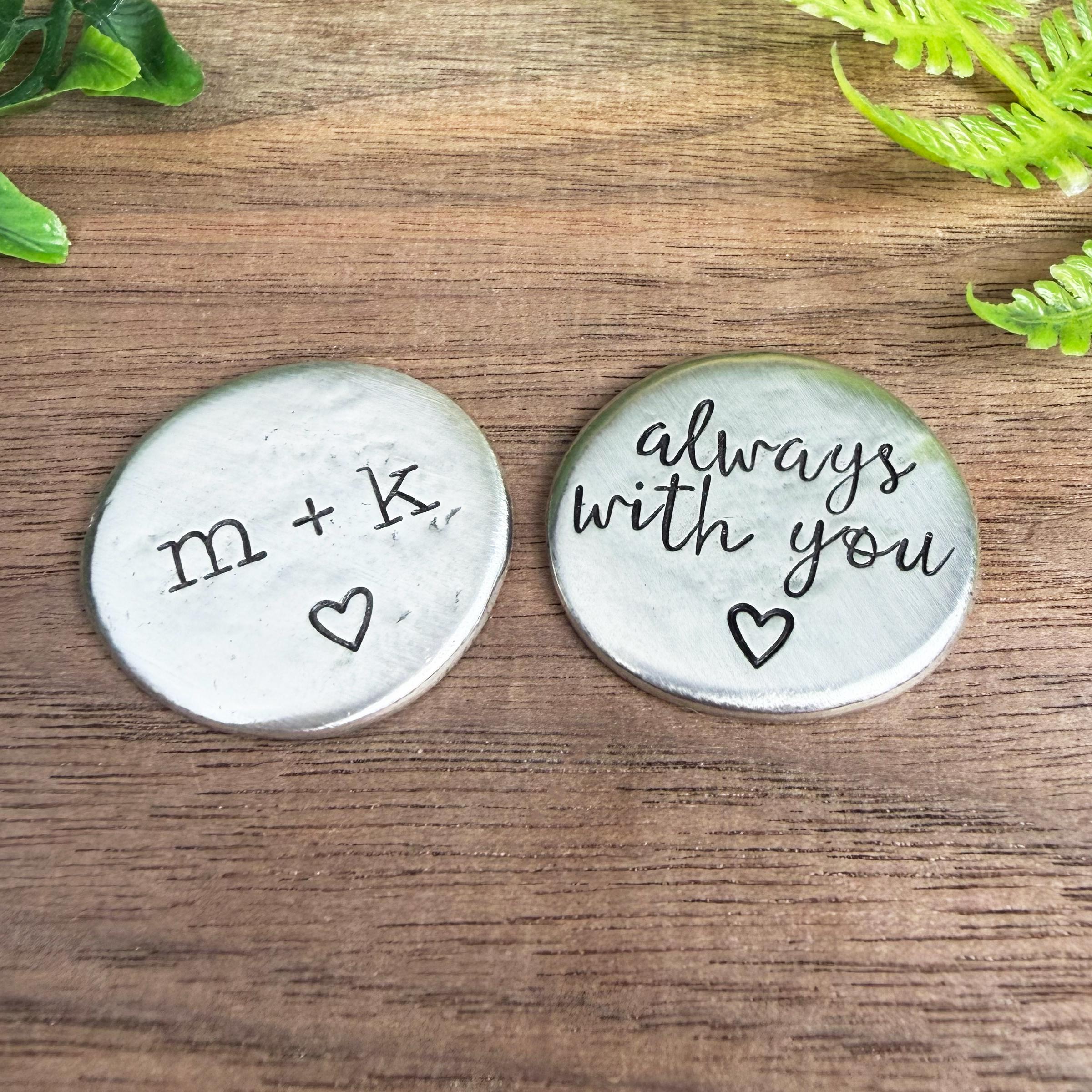 Hand-Stamped Pocket Token : Custom Pewter Pocket Pebble