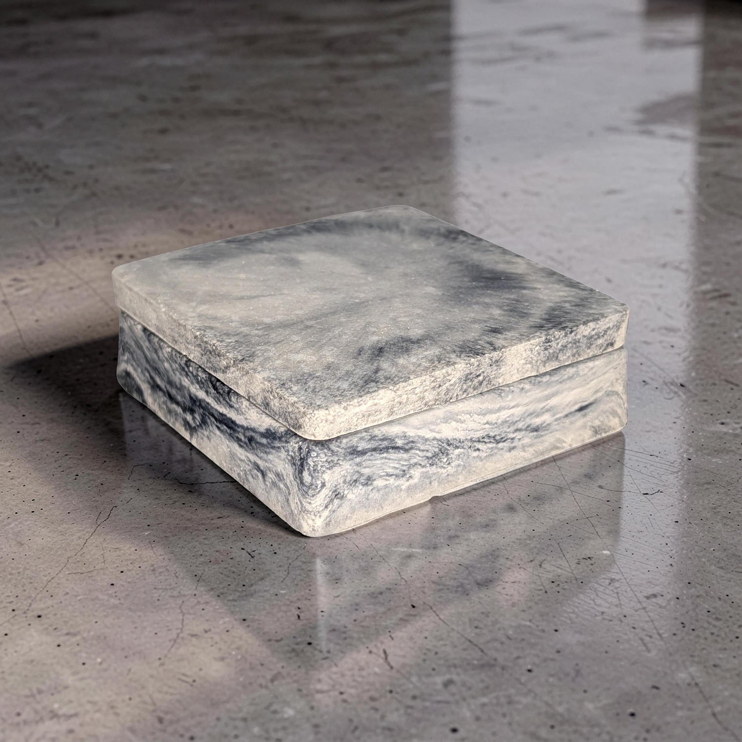 Minimalist Concrete Box with Free-Floating Lid | Modern Industrial Storage