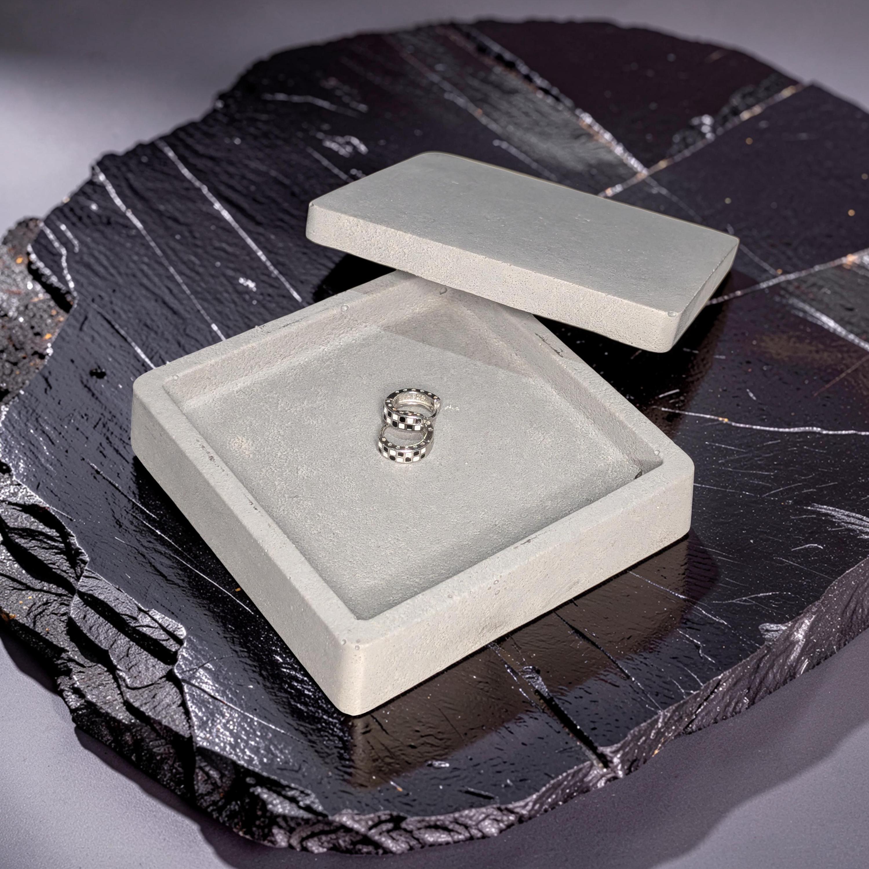 Minimalist Concrete Box with Free-Floating Lid | Modern Industrial Storage