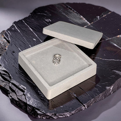 Minimalist Concrete Box with Free-Floating Lid | Modern Industrial Storage