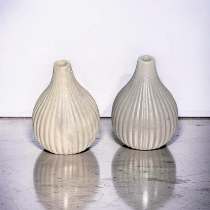 Minimalist Ribbed Concrete Vase - Modern Industrial Bud Vase for Dried Flowers - Hand-Poured Grey or Marble Bud Vase - Zen Home Decor - 6.3