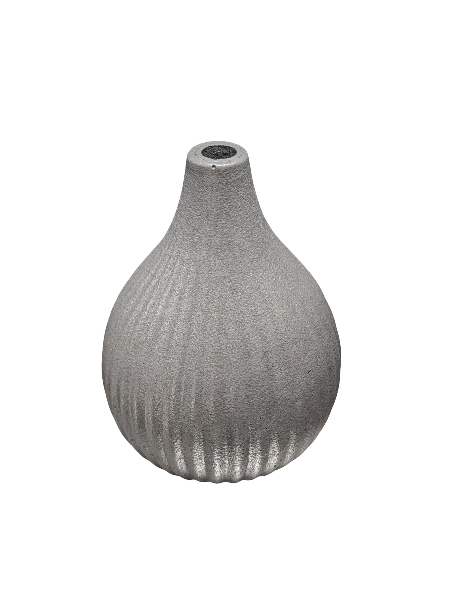 Minimalist Ribbed Concrete Vase - Modern Industrial Bud Vase for Dried Flowers - Hand-Poured Grey or Marble Bud Vase - Zen Home Decor - 6.3