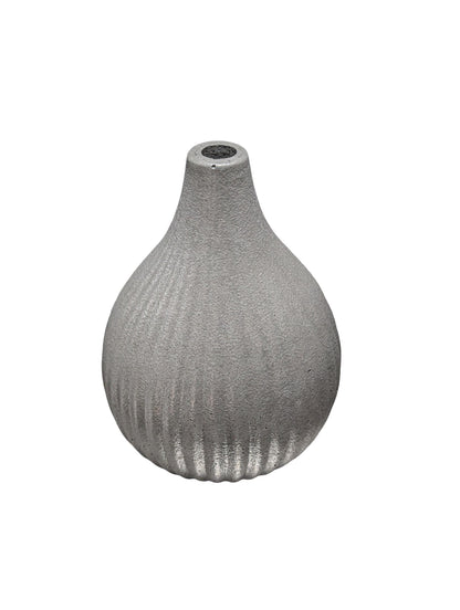 Minimalist Ribbed Concrete Vase - Modern Industrial Bud Vase for Dried Flowers - Hand-Poured Grey or Marble Bud Vase - Zen Home Decor - 6.3