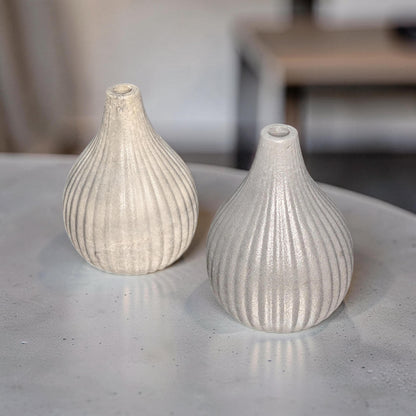 Minimalist Ribbed Concrete Vase - Modern Industrial Bud Vase for Dried Flowers - Hand-Poured Grey or Marble Bud Vase - Zen Home Decor - 6.3
