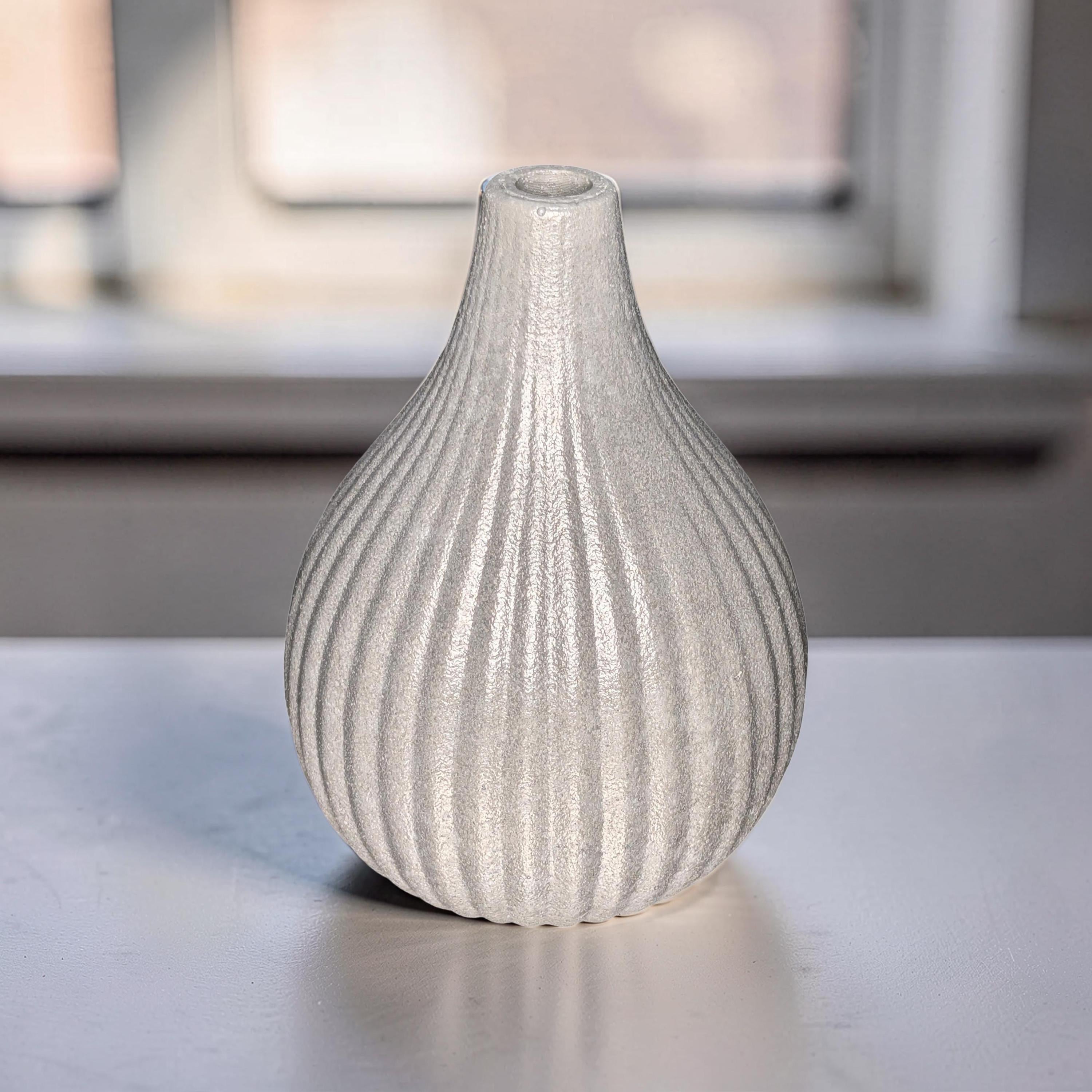 Minimalist Ribbed Concrete Vase - Modern Industrial Bud Vase for Dried Flowers - Hand-Poured Grey or Marble Bud Vase - Zen Home Decor - 6.3