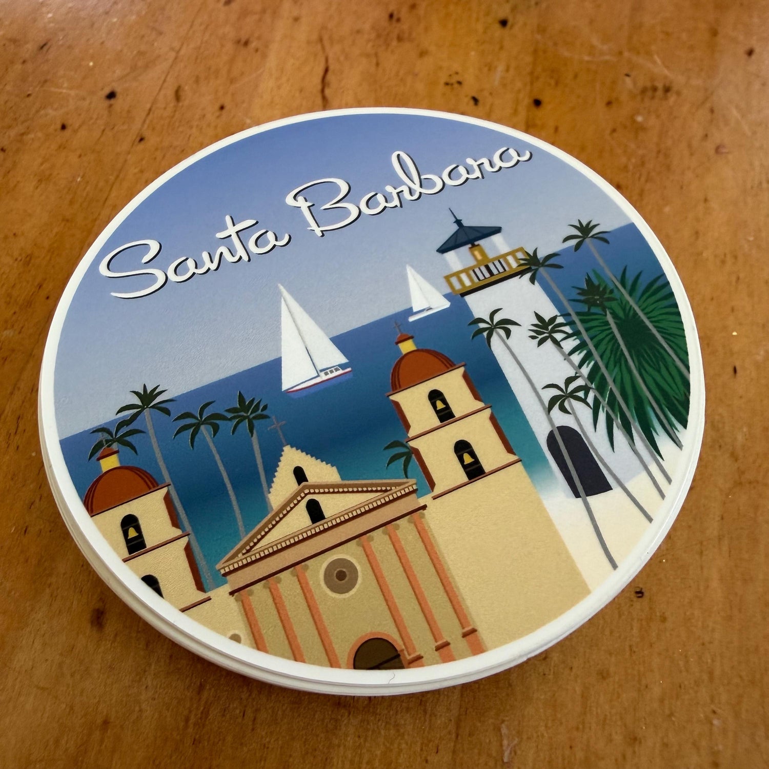Santa Barbara Surf Beach Sticker | Vintage California Coastal Decal (3&amp;quot; Longest Dimension)