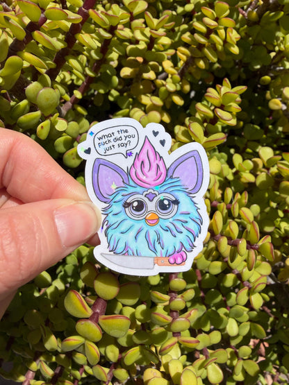 90s Toy Creature Sticker Funny Retro Plush Monster Sticker, What The F Did You Just Say Meme Sticker, Cute Chaotic Nostalgia Decal