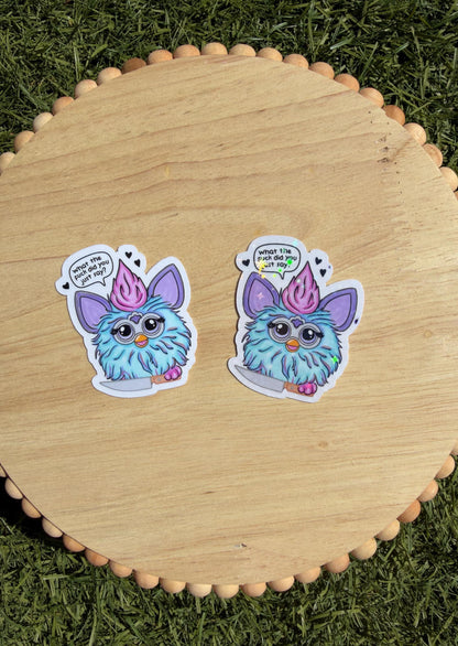 90s Toy Creature Sticker Funny Retro Plush Monster Sticker, What The F Did You Just Say Meme Sticker, Cute Chaotic Nostalgia Decal