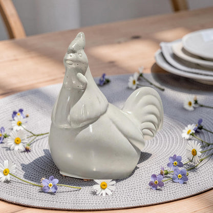Handmade Concrete Chicken Statue Set – Minimalist Farmhouse Decor – Modern Industrial Rooster &amp; Hen Figurines – Nordic Style Concrete Bird