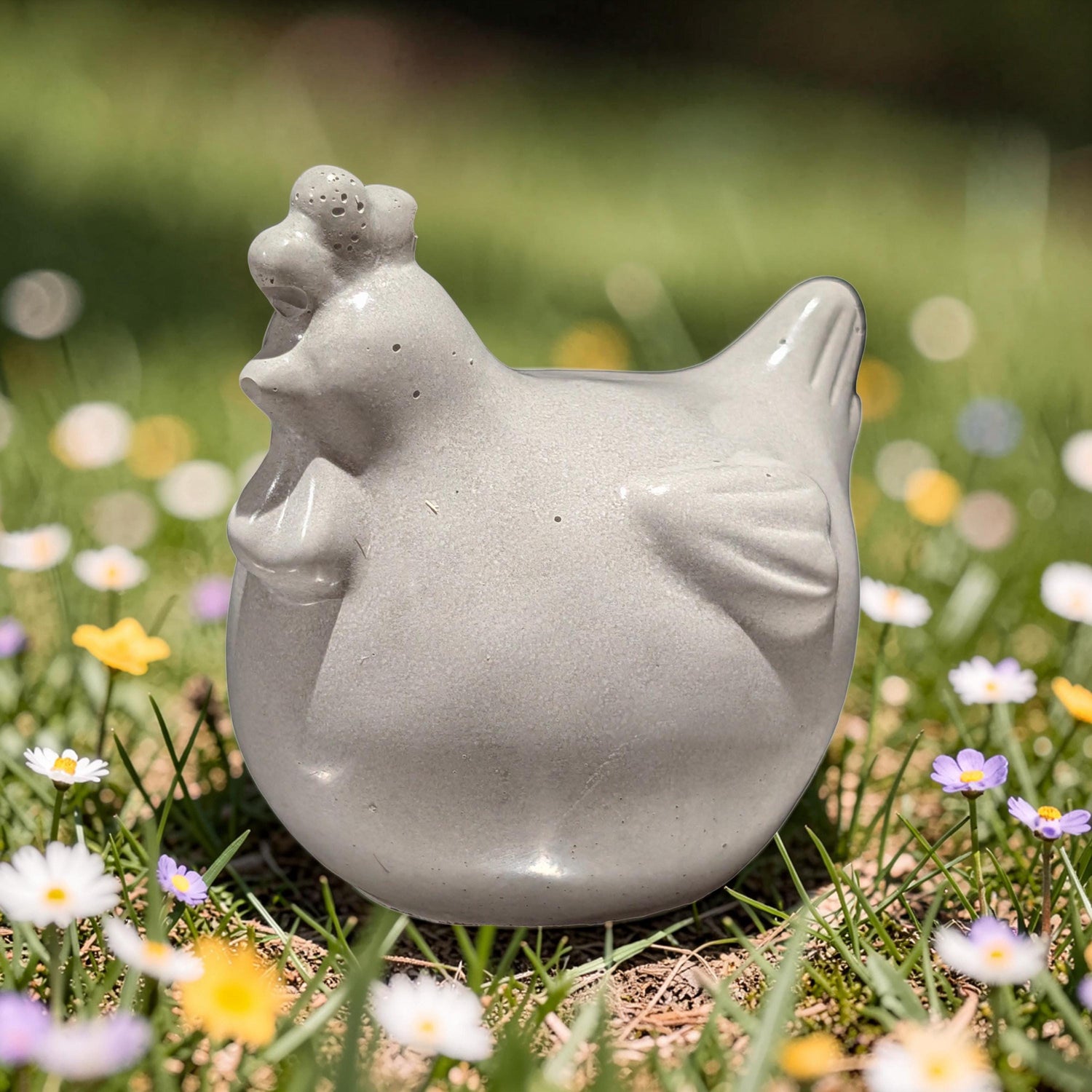 Handmade Concrete Chicken Statue Set – Minimalist Farmhouse Decor – Modern Industrial Rooster &amp; Hen Figurines – Nordic Style Concrete Bird