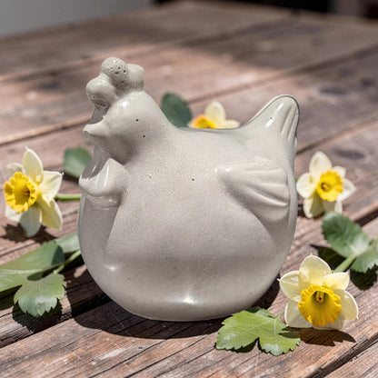 Handmade Concrete Chicken Statue Set – Minimalist Farmhouse Decor – Modern Industrial Rooster &amp; Hen Figurines – Nordic Style Concrete Bird