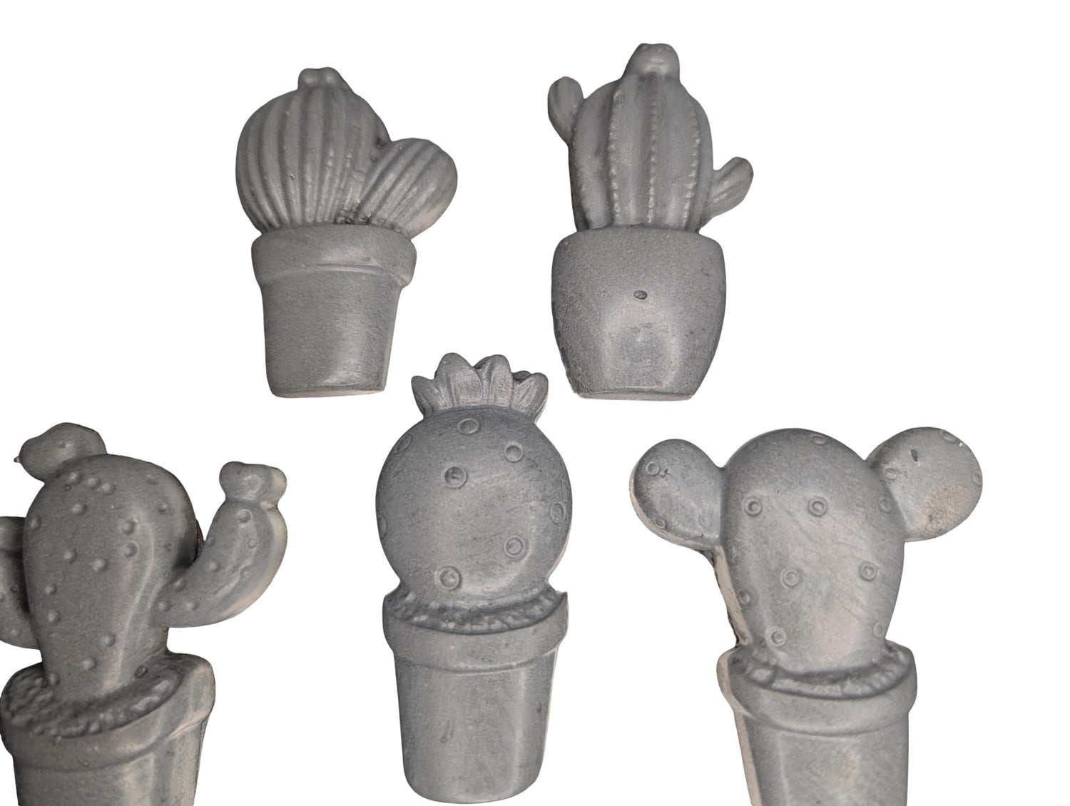 Concrete Cactus Refrigerator Magnets (Set of 7) | Succulent Fridge Magnets | Plant Lover Gift | Cute Kitchen Decor in Grey or Dark Green