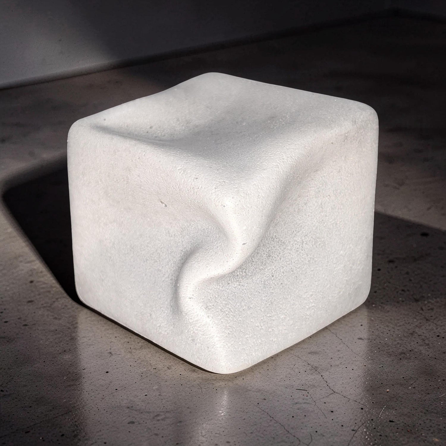Modern Concrete Twisted Cube Sculpture | Geometric Book Topper | Minimalist Shelf Decor | Stackable Cement Desk Accessory | Abstract Art