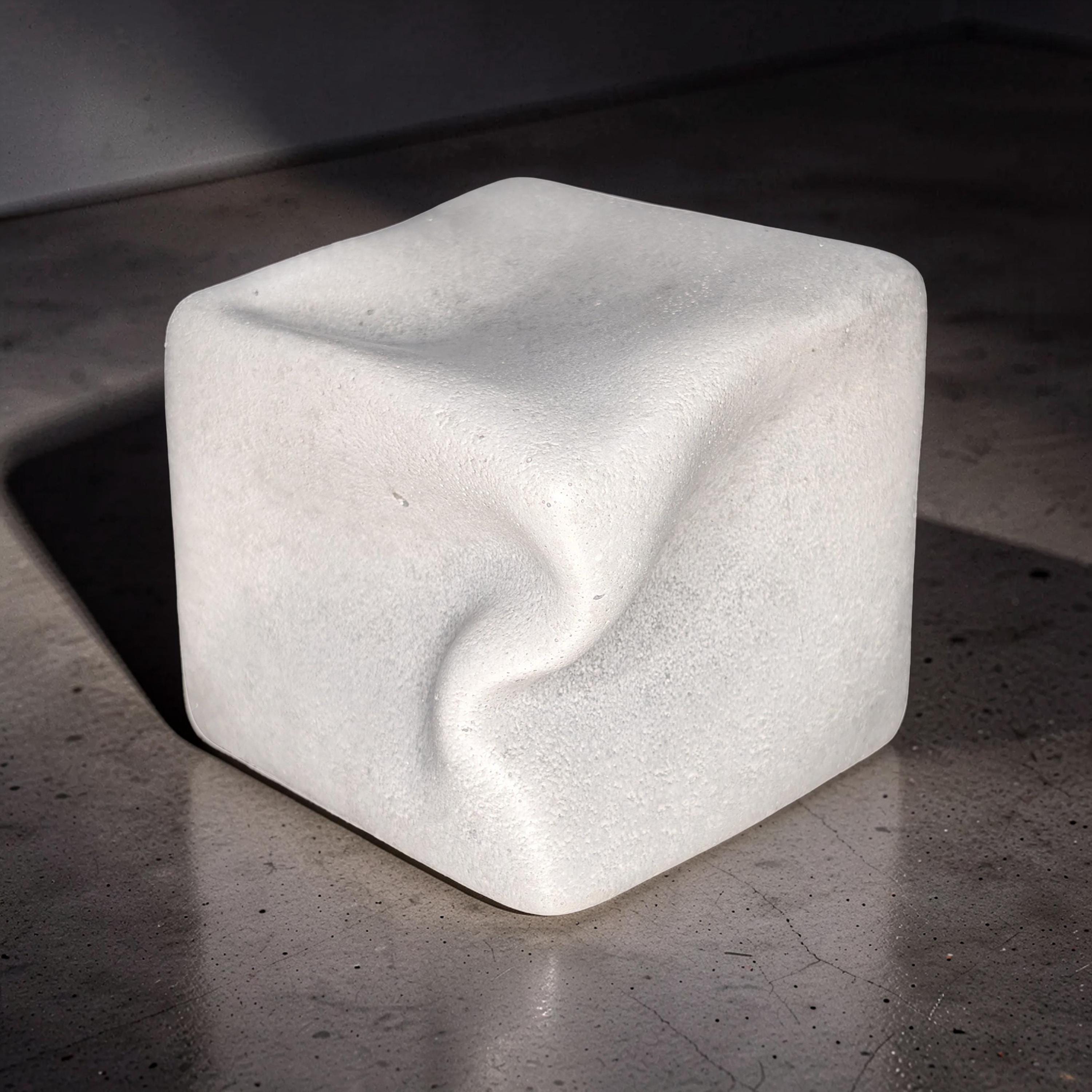 Modern Concrete Twisted Cube Sculpture | Geometric Book Topper | Minimalist Shelf Decor | Stackable Cement Desk Accessory | Abstract Art