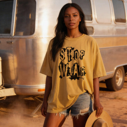STOP WARS T-shirt, Casual Graphic Tee, Oversized Shirt, Streetwear, Trendy Fashion Top, Unisex Slogan Shirt, Protest Tee