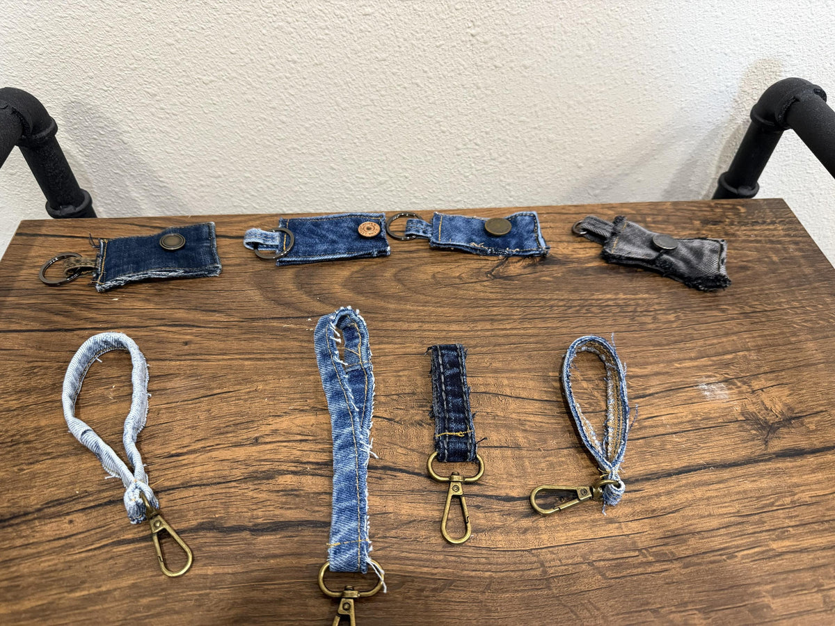 Repurposed Denim Key Fobs/ Bag Charms