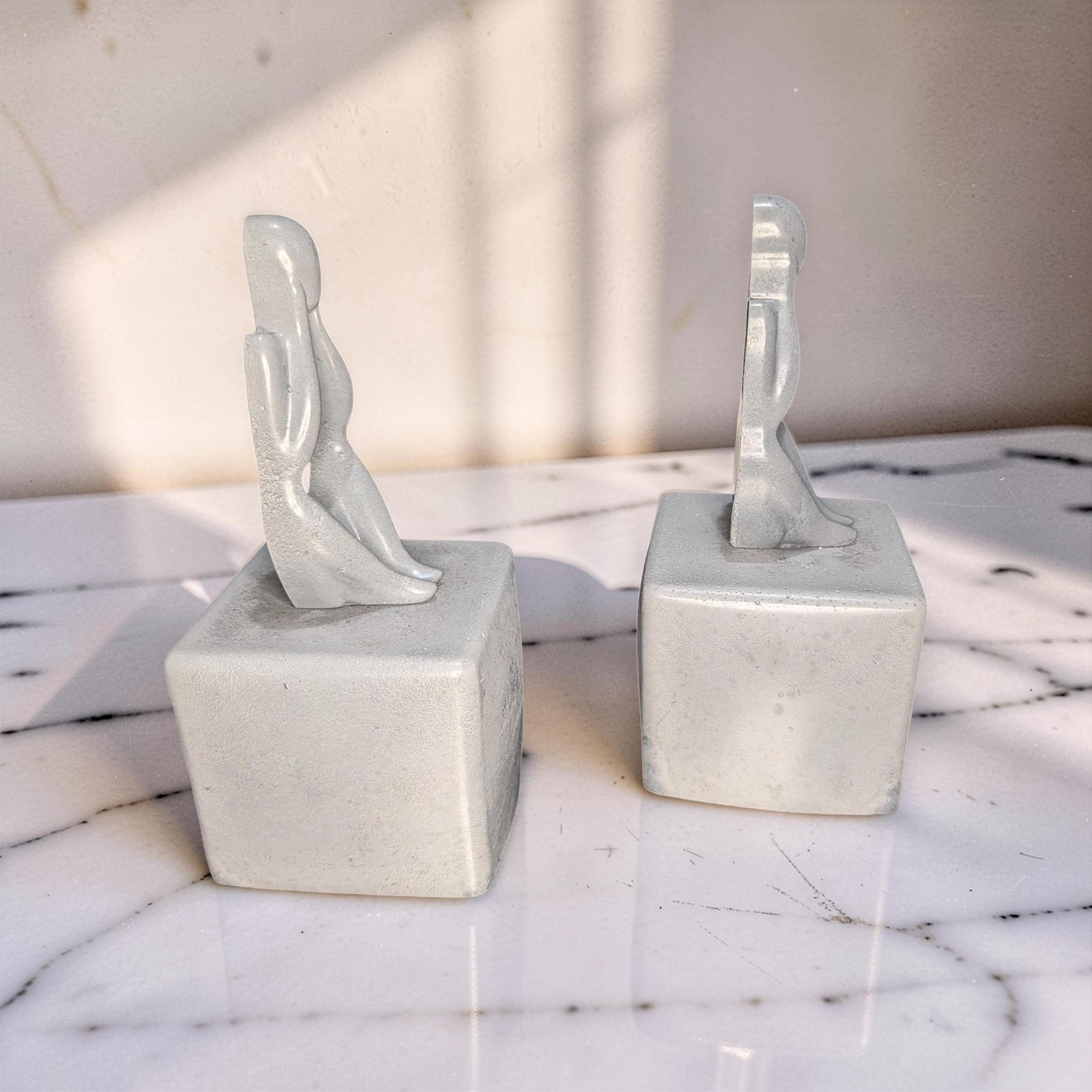 Abstract Concrete Bookends | Heavy Duty Modern Book Ends | Minimalist Bookshelf Decor | Industrial Chic Home Decor