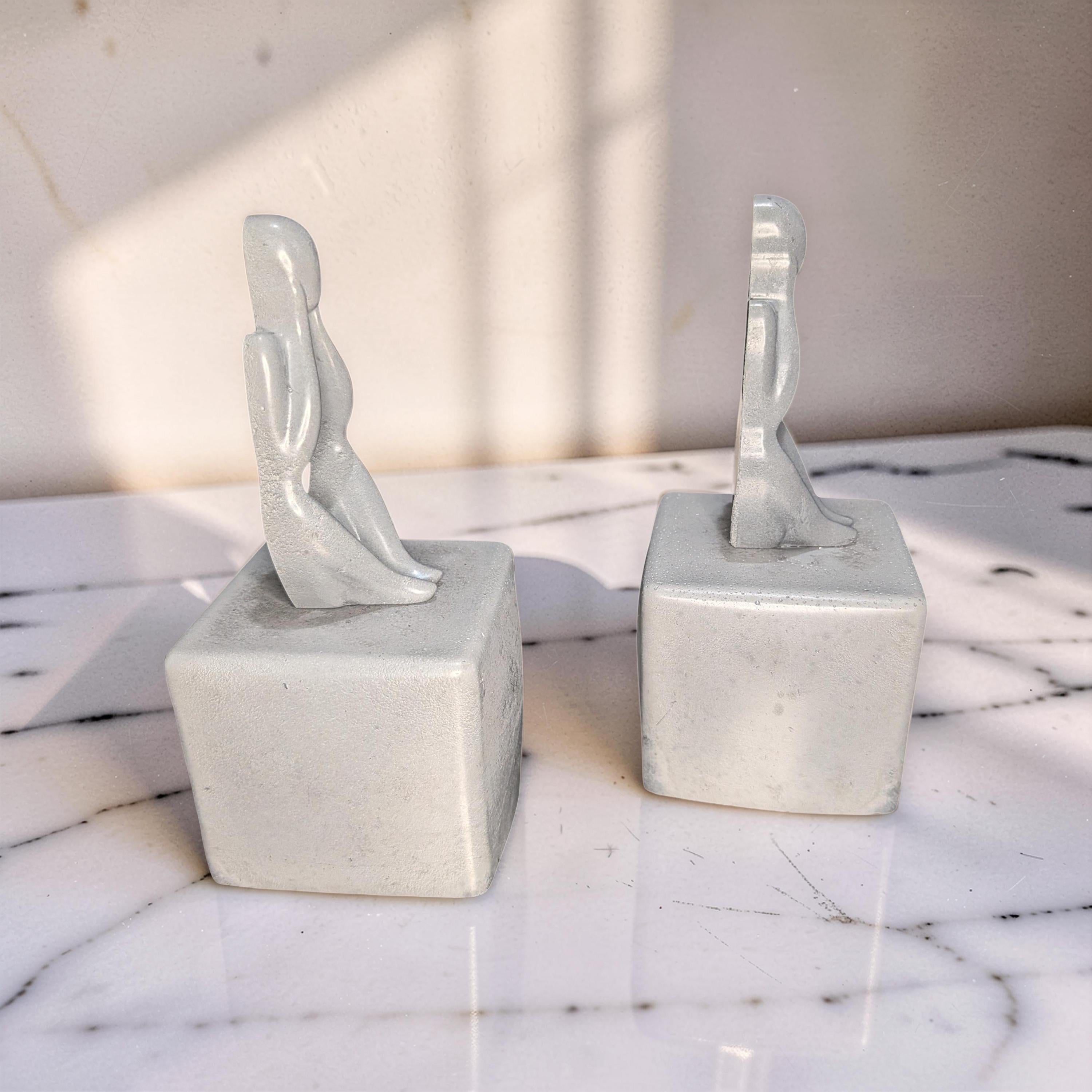 Abstract Concrete Bookends | Heavy Duty Modern Book Ends | Minimalist Bookshelf Decor | Industrial Chic Home Decor