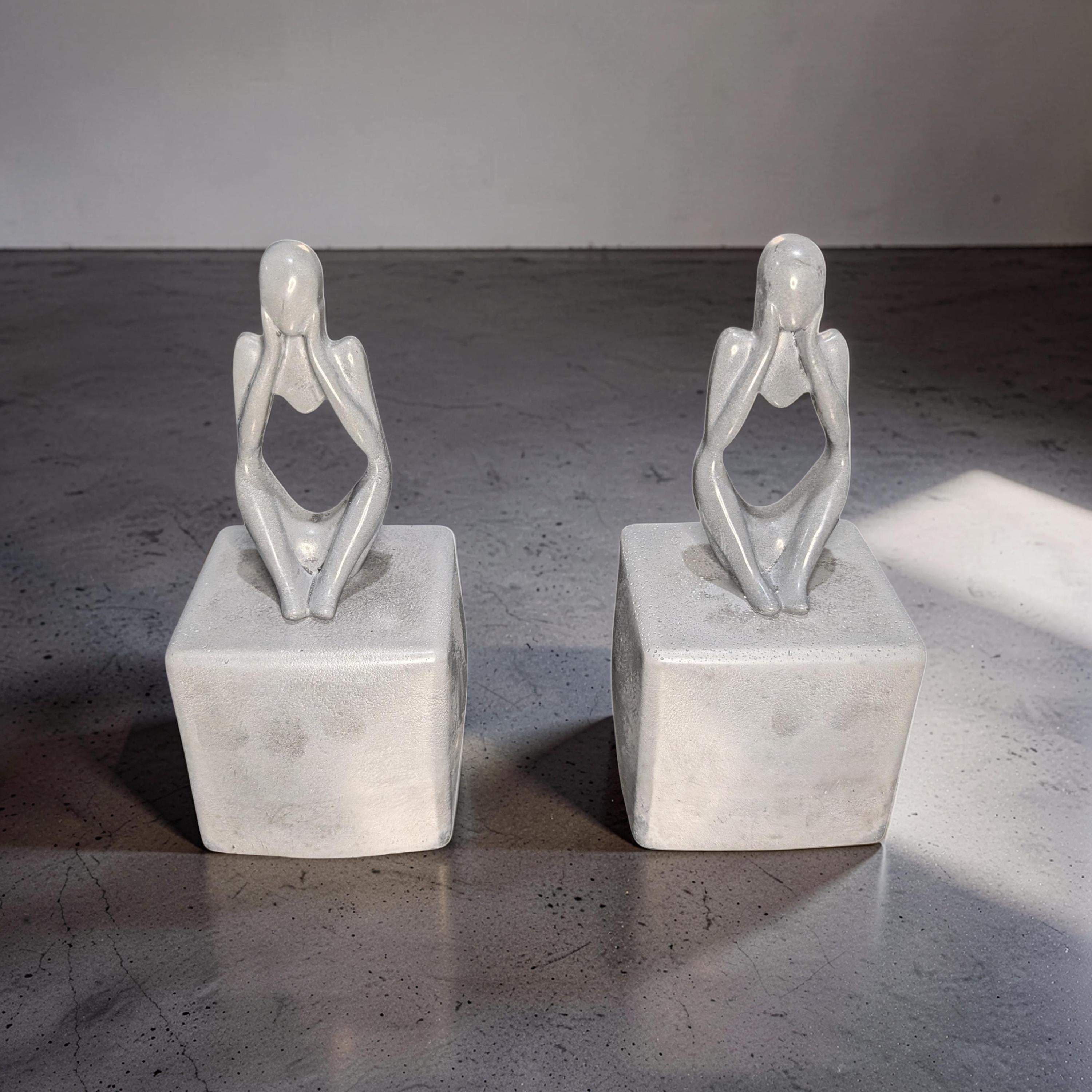 Abstract Concrete Bookends | Heavy Duty Modern Book Ends | Minimalist Bookshelf Decor | Industrial Chic Home Decor