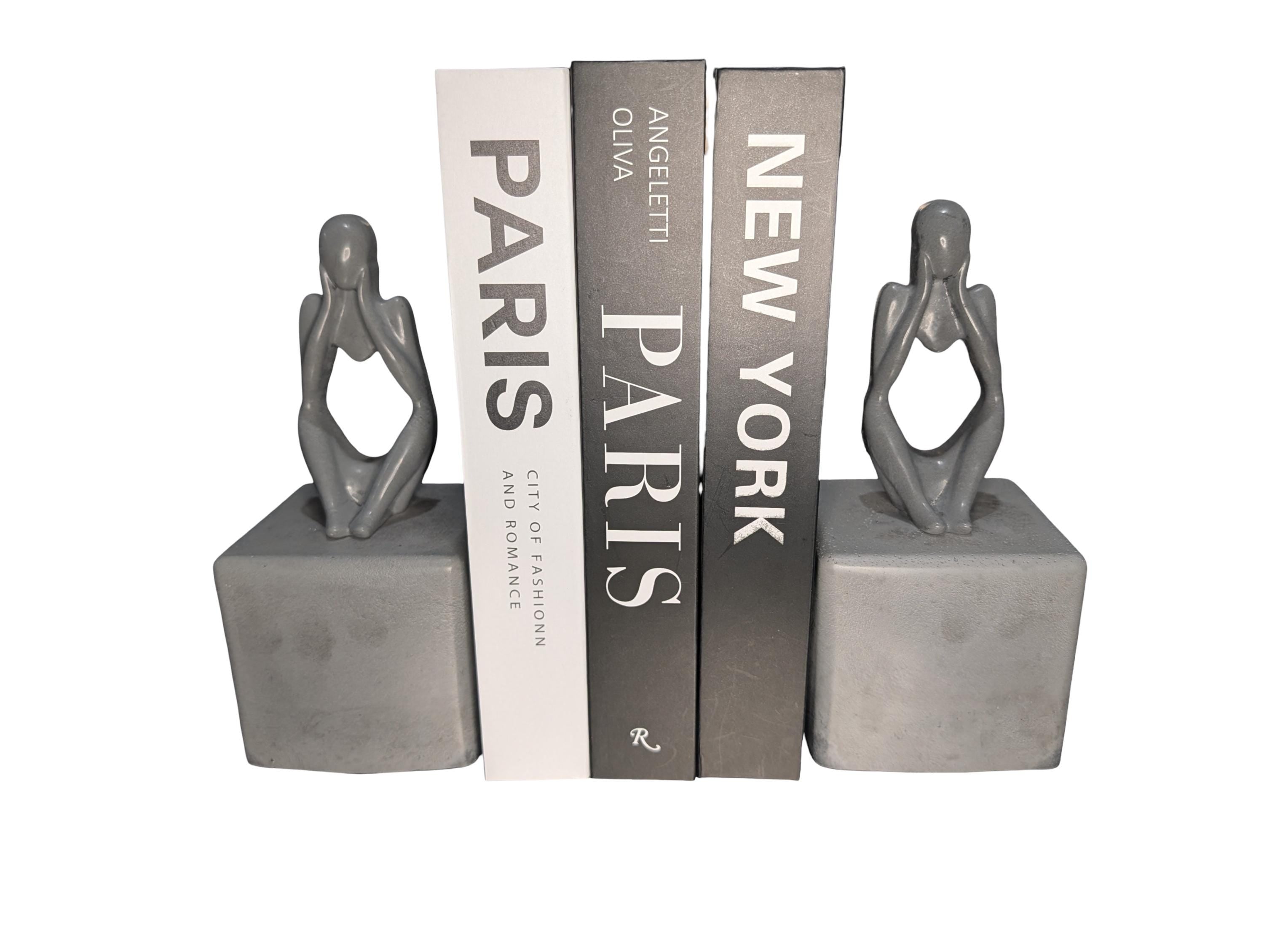 Abstract Concrete Bookends | Heavy Duty Modern Book Ends | Minimalist Bookshelf Decor | Industrial Chic Home Decor