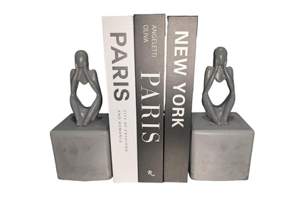 Abstract Concrete Bookends | Heavy Duty Modern Book Ends | Minimalist Bookshelf Decor | Industrial Chic Home Decor