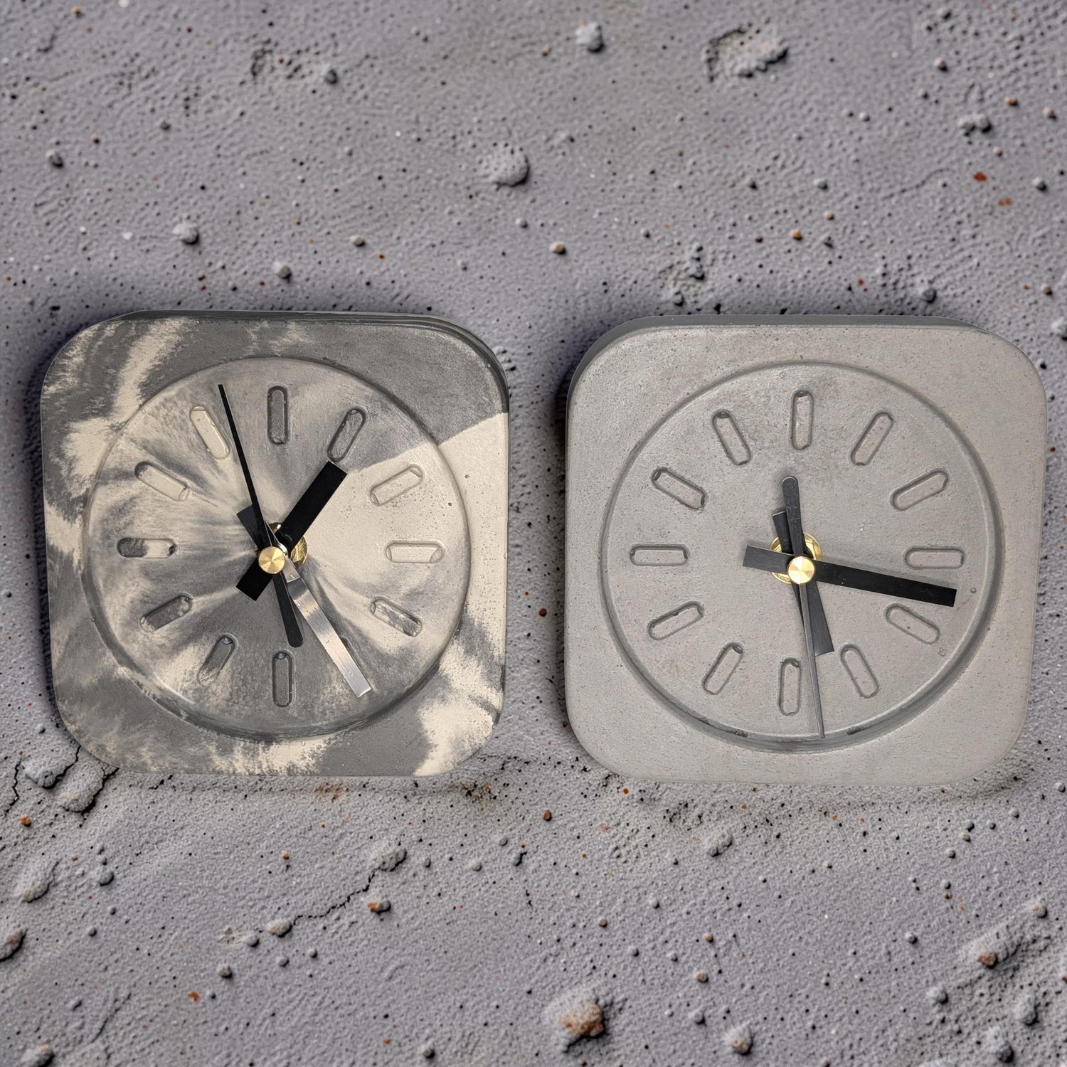 Modern Concrete Desk Clock | Minimalist Table Clock | Industrial Office Decor | Marbled &amp; Gray Concrete Clock | Small Shelf Clock