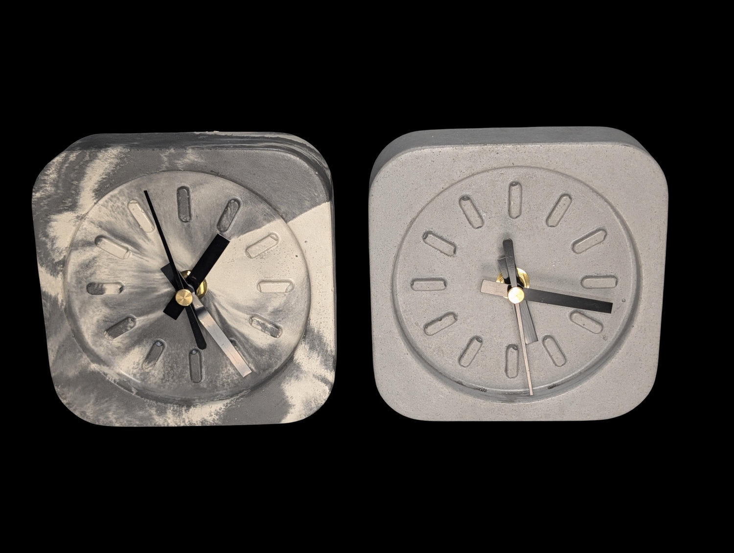 Modern Concrete Desk Clock | Minimalist Table Clock | Industrial Office Decor | Marbled &amp; Gray Concrete Clock | Small Shelf Clock