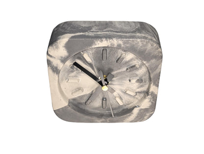 Modern Concrete Desk Clock | Minimalist Table Clock | Industrial Office Decor | Marbled &amp; Gray Concrete Clock | Small Shelf Clock