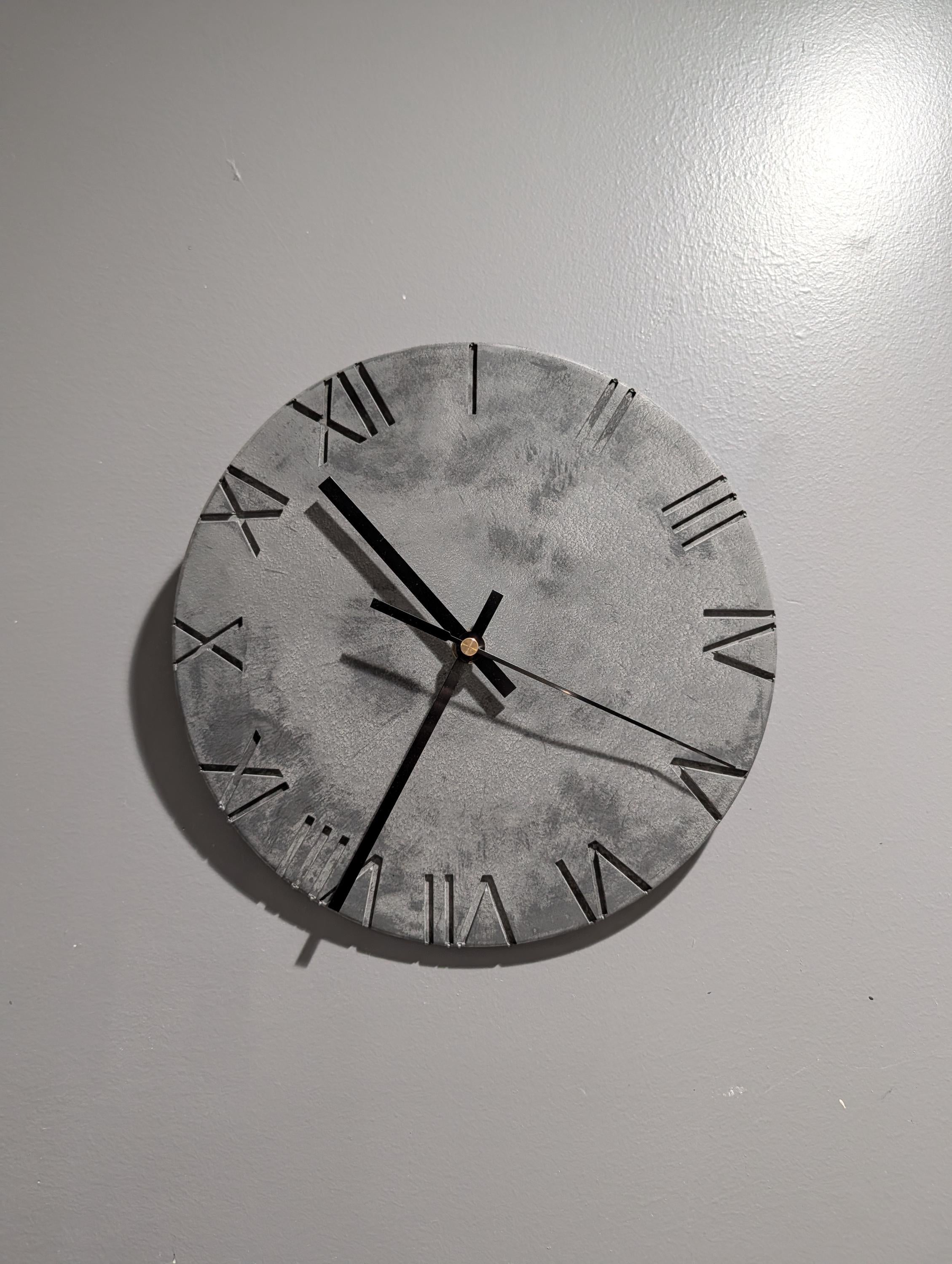 Minimalist Concrete Wall Clock | 10&amp;quot; Industrial Roman Numeral Decor